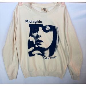 Taylor‎ Swift Midnights Album Comfort Colors Cream Crewneck Sweatshirt Small S
